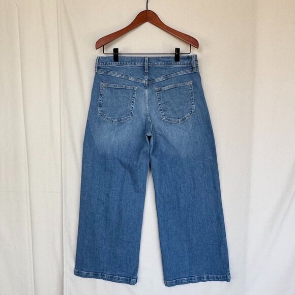 Gap High Stride Wide Leg Light Blue Wash Stretch Denim Jeans Size 14/32 Short - Picture 6 of 16